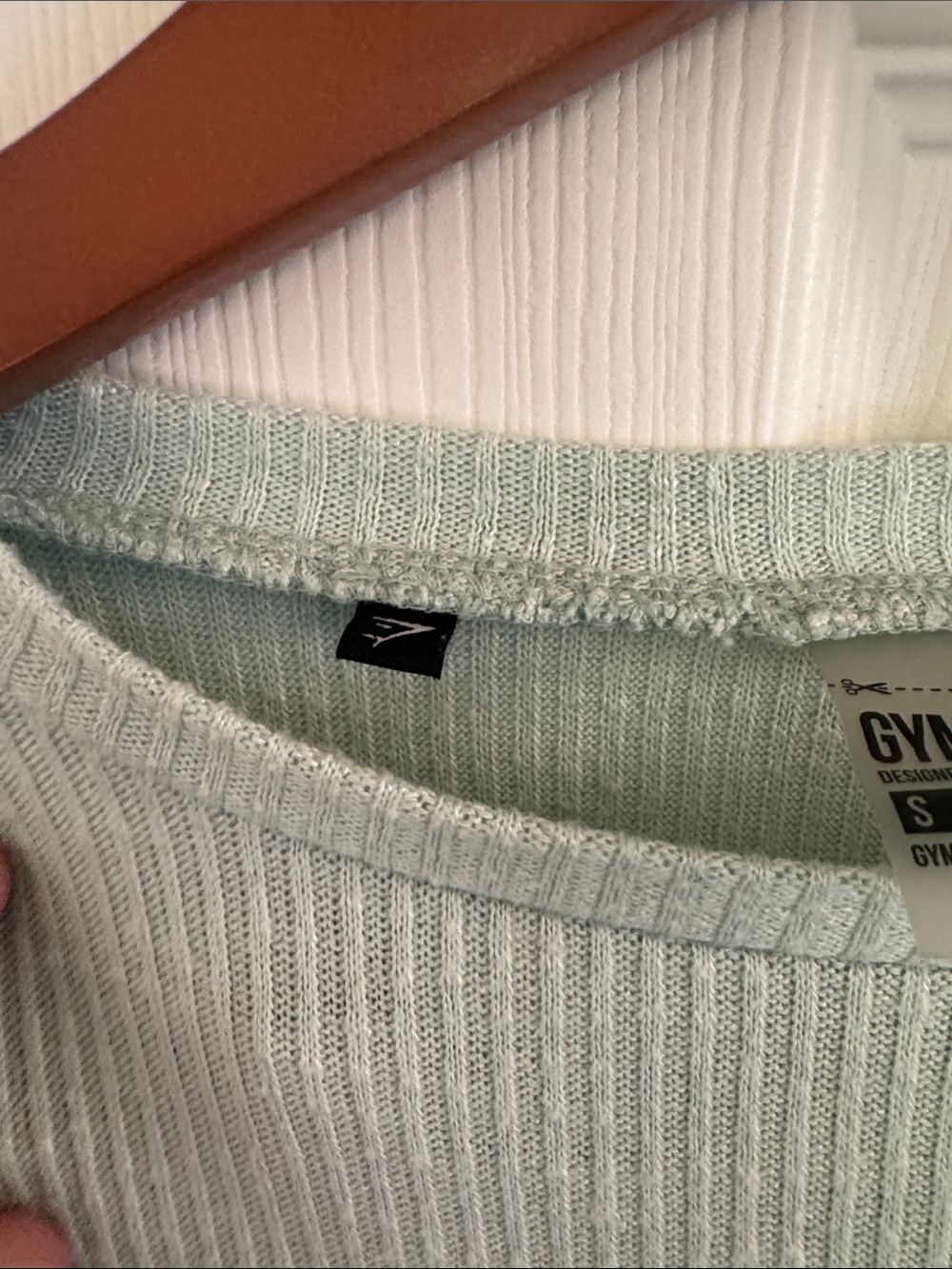 Gymshark Ribbed Long-Sleeve Drawstring Crop Top in Mint - Picture 4 of 14